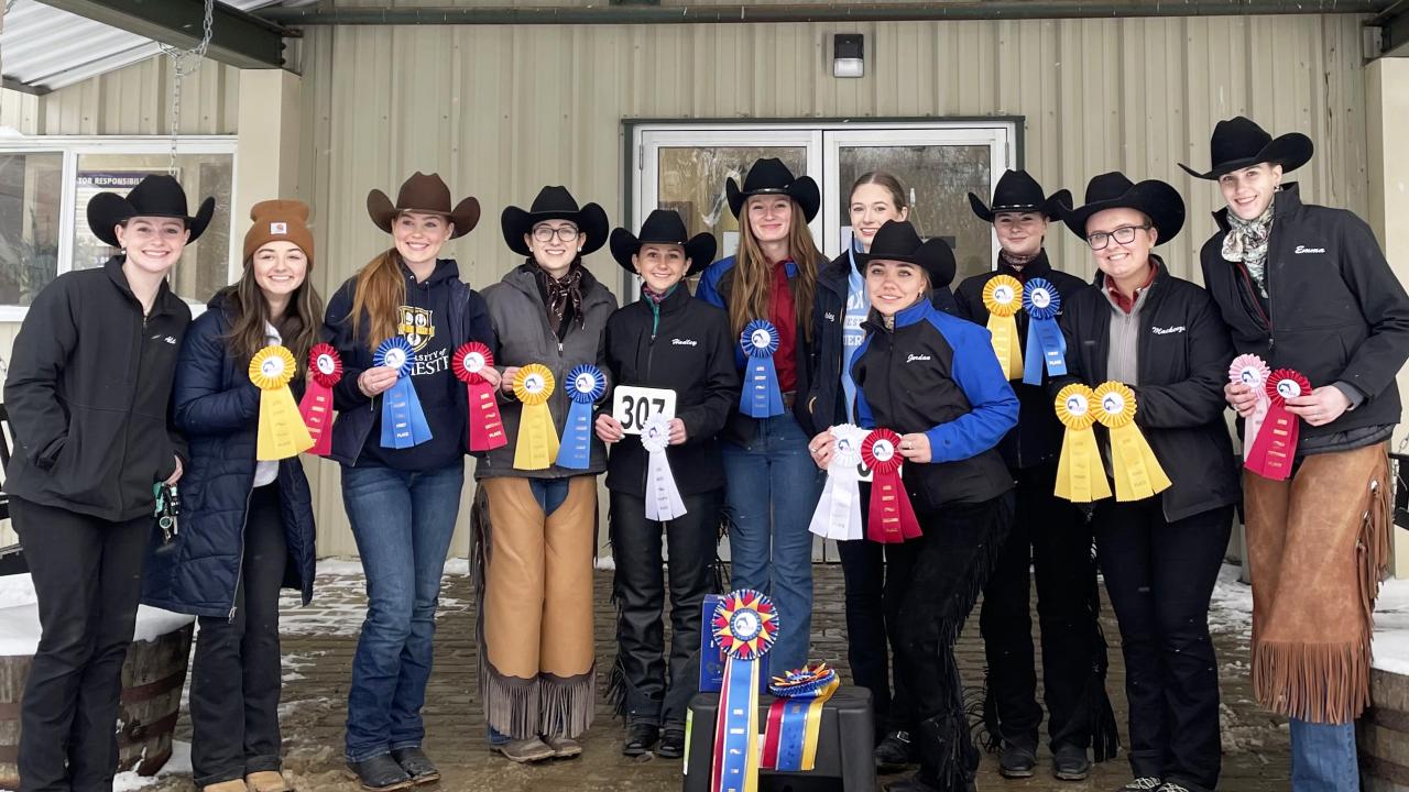 Western Equestrian team with awards