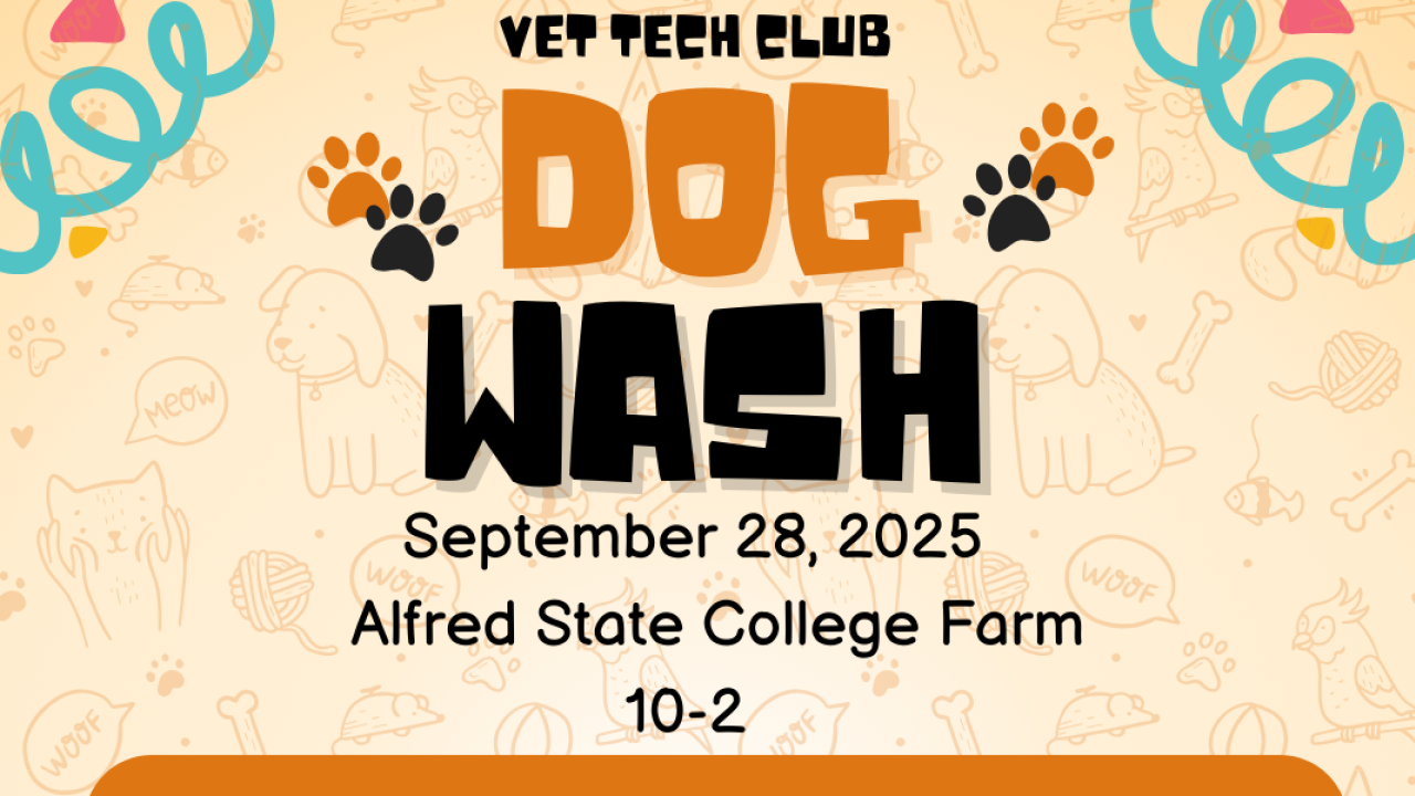 A poster advertising the Vet Tech Club Fall Dog Wash on September 28