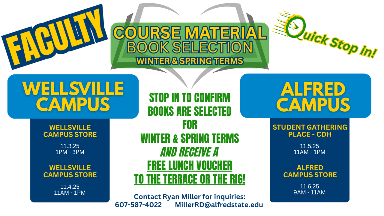 FACULTY - Course Material & Book Selection DATES