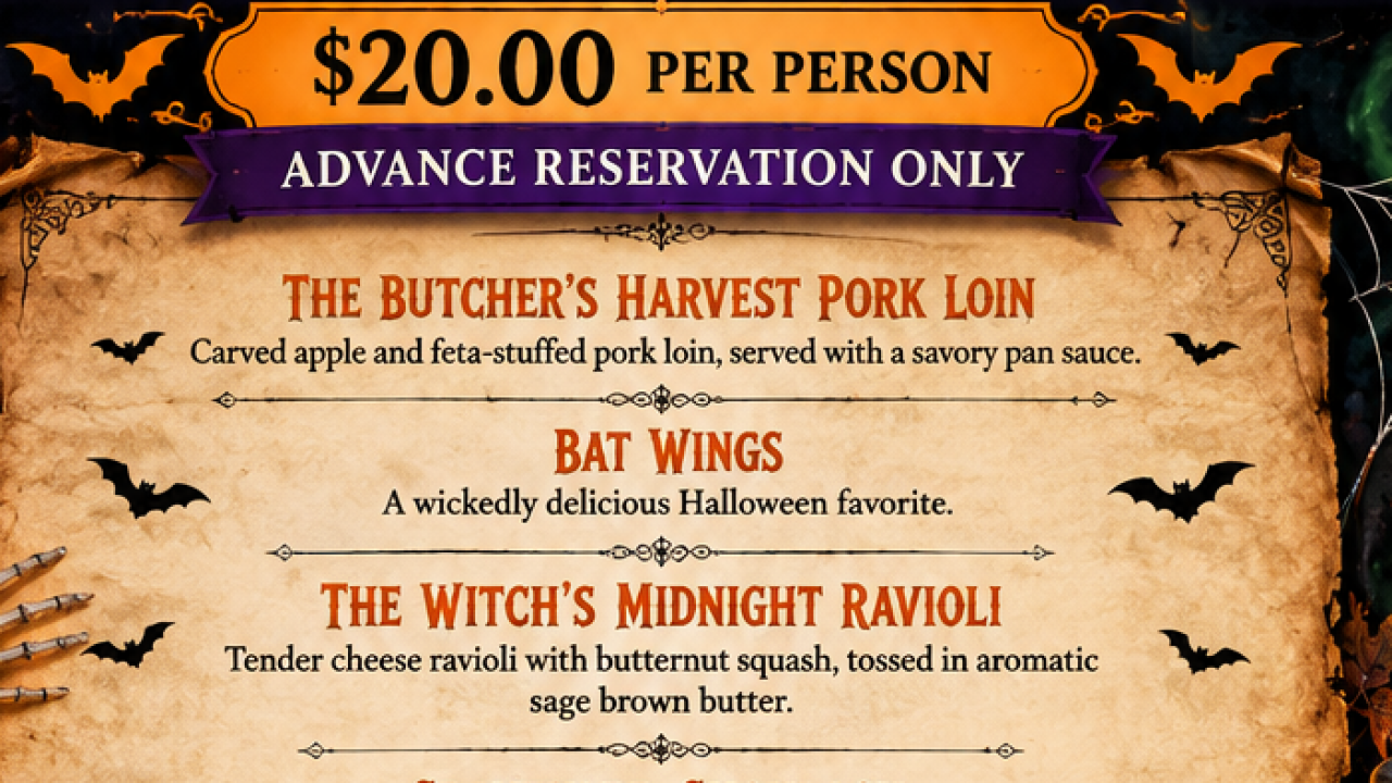 menu for an event